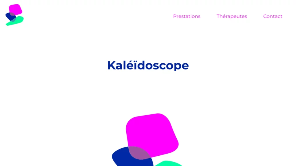 Screenshot de la page d'accueil du site Kaléïdoscope.ch