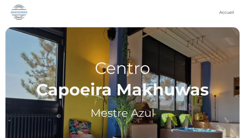 Screenshot de la page d'accueil du site capoeira-makhuwas.ch